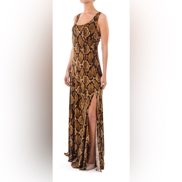 Michael Kors snake print maxi dress W/ one sided slit up leg size M - Picture 4 of 13